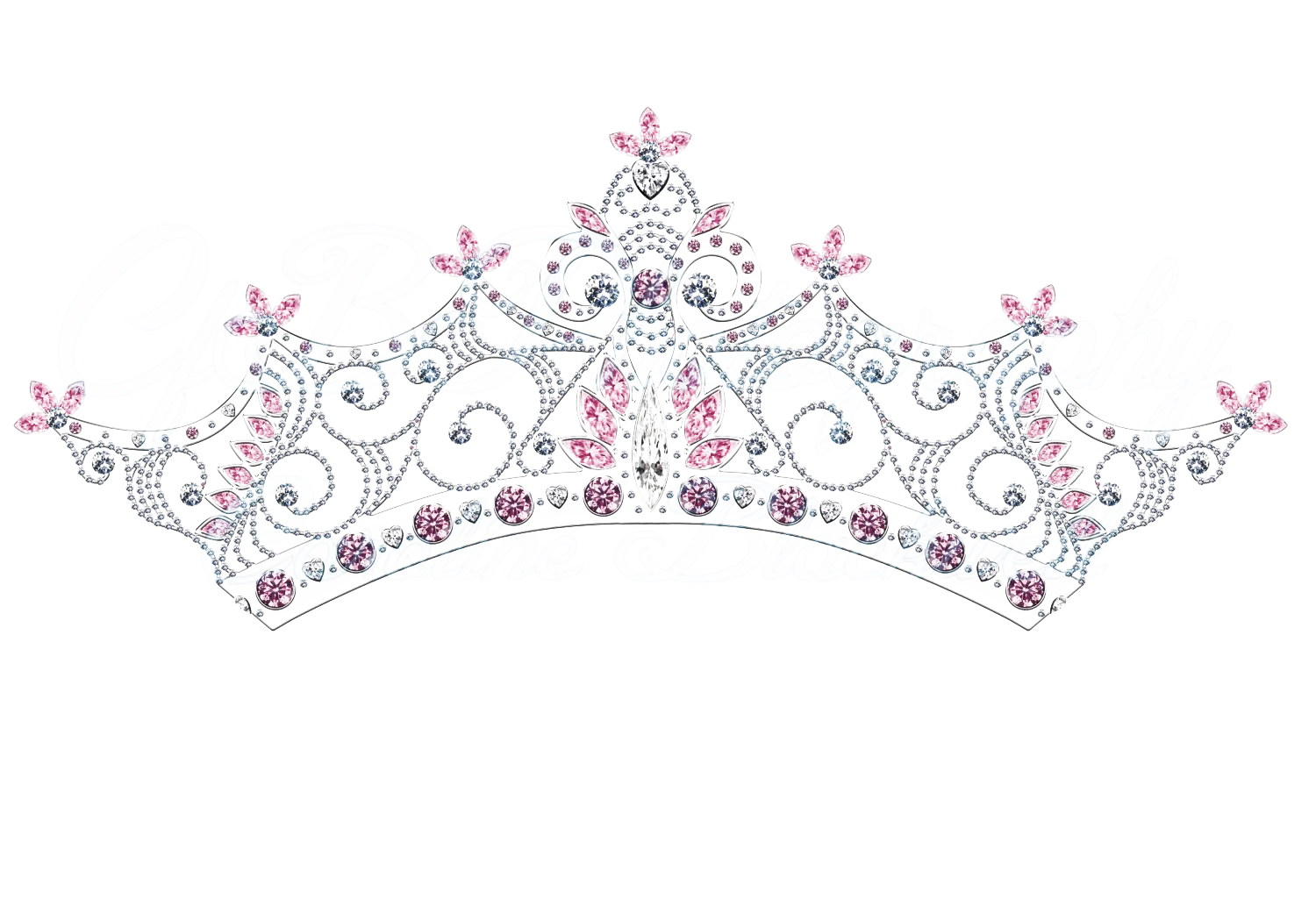 Elegant Enchanted Princess Tiara with Delicate Floral Swirls Clipart Design