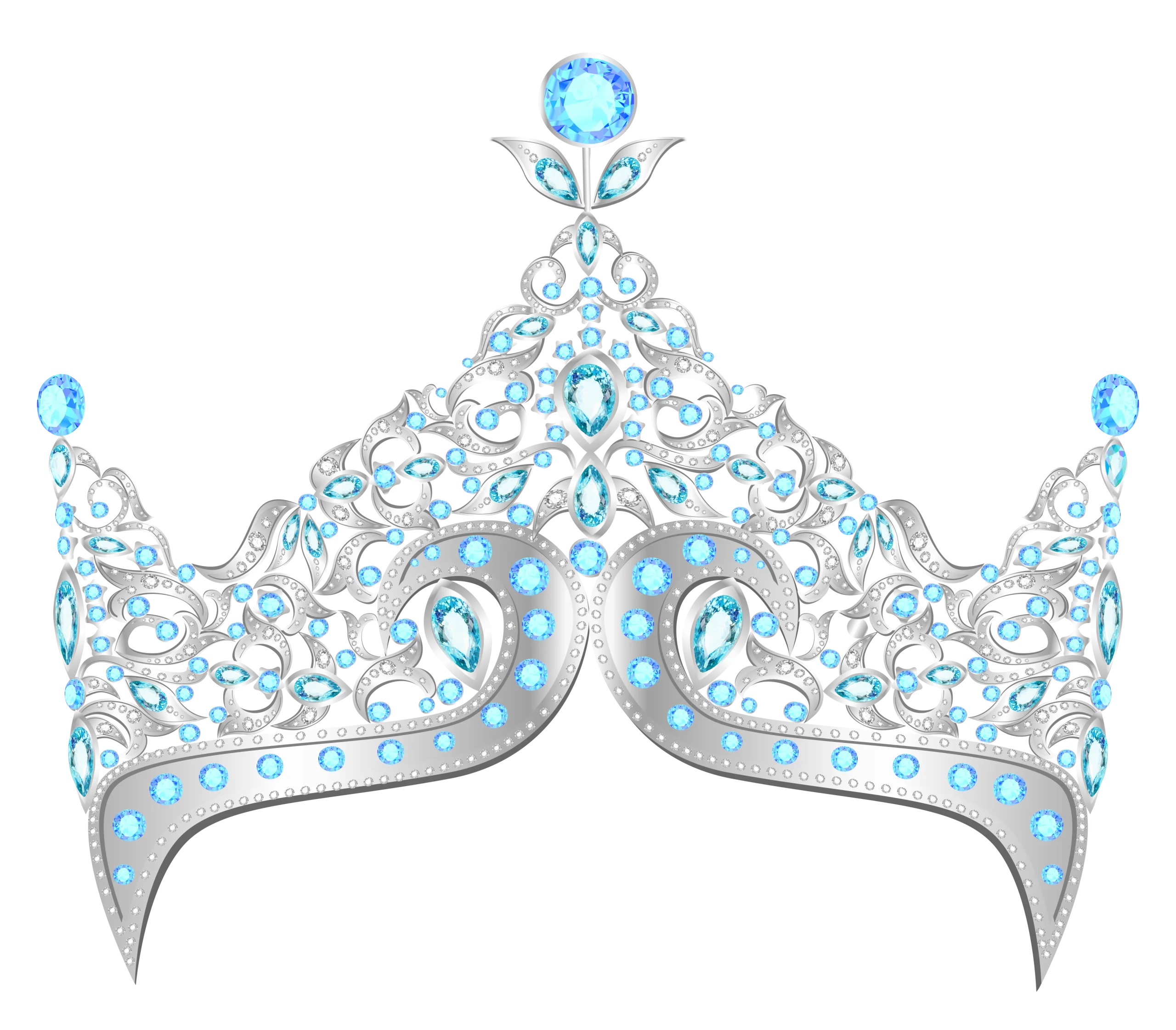Elegant Fairy Tale Princess Crown Clipart with Intricate Blue Gem Detailing