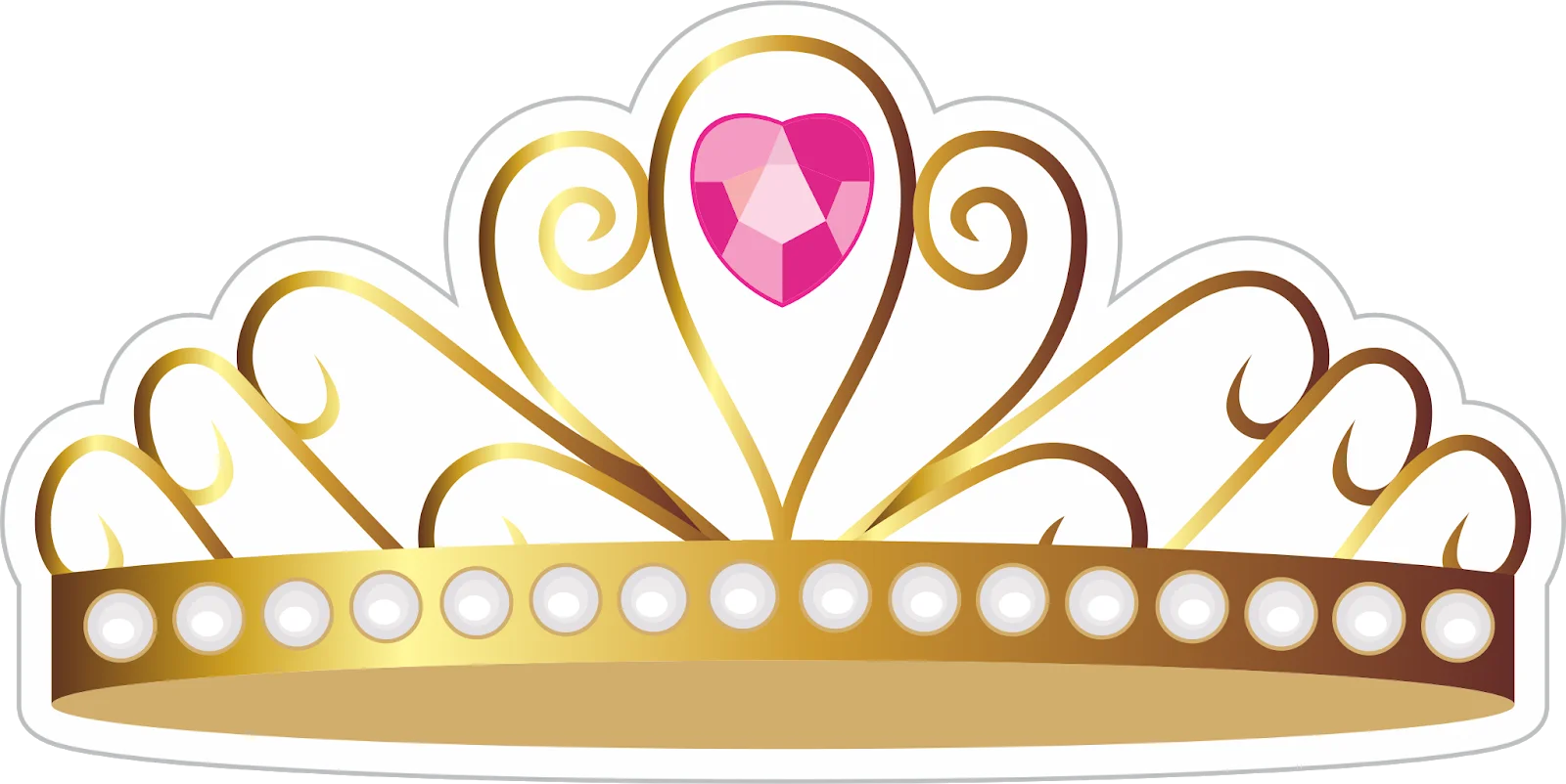 Elegant Golden Princess Tiara with Pink Gemstone Clipart Design