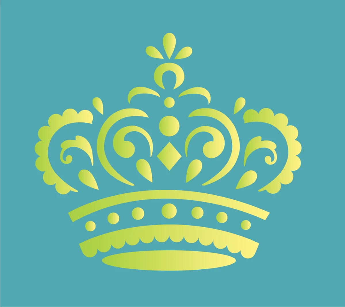 Elegant Royal Crown Clipart: Regal Design with Ornate Floral Symmetry