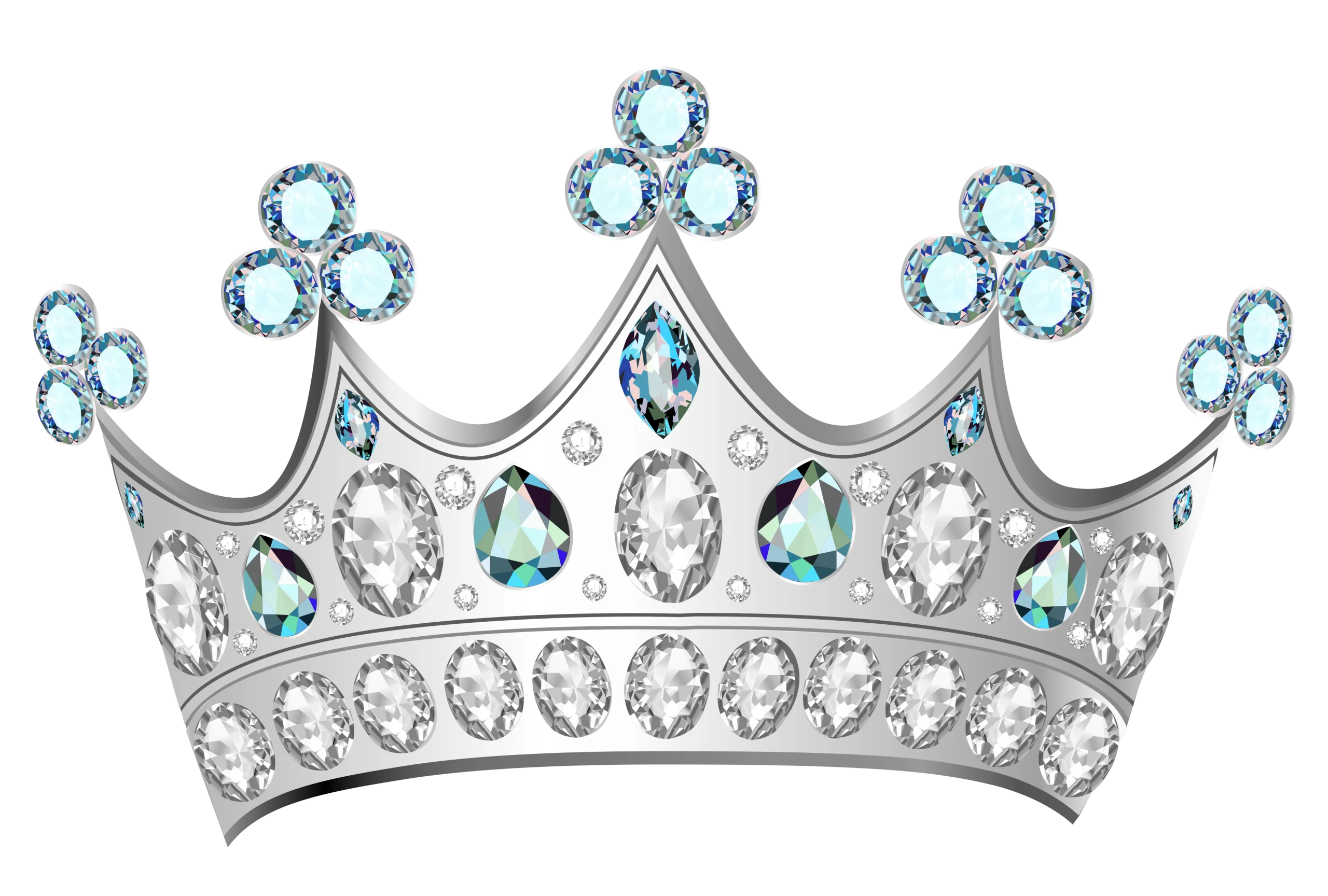 Elegant Royal Silver Tiara with Blue Gemstones - Regal Clipart Design