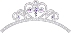 Elegant Silver Royal Tiara Clipart with Lavender Gemstone Accents