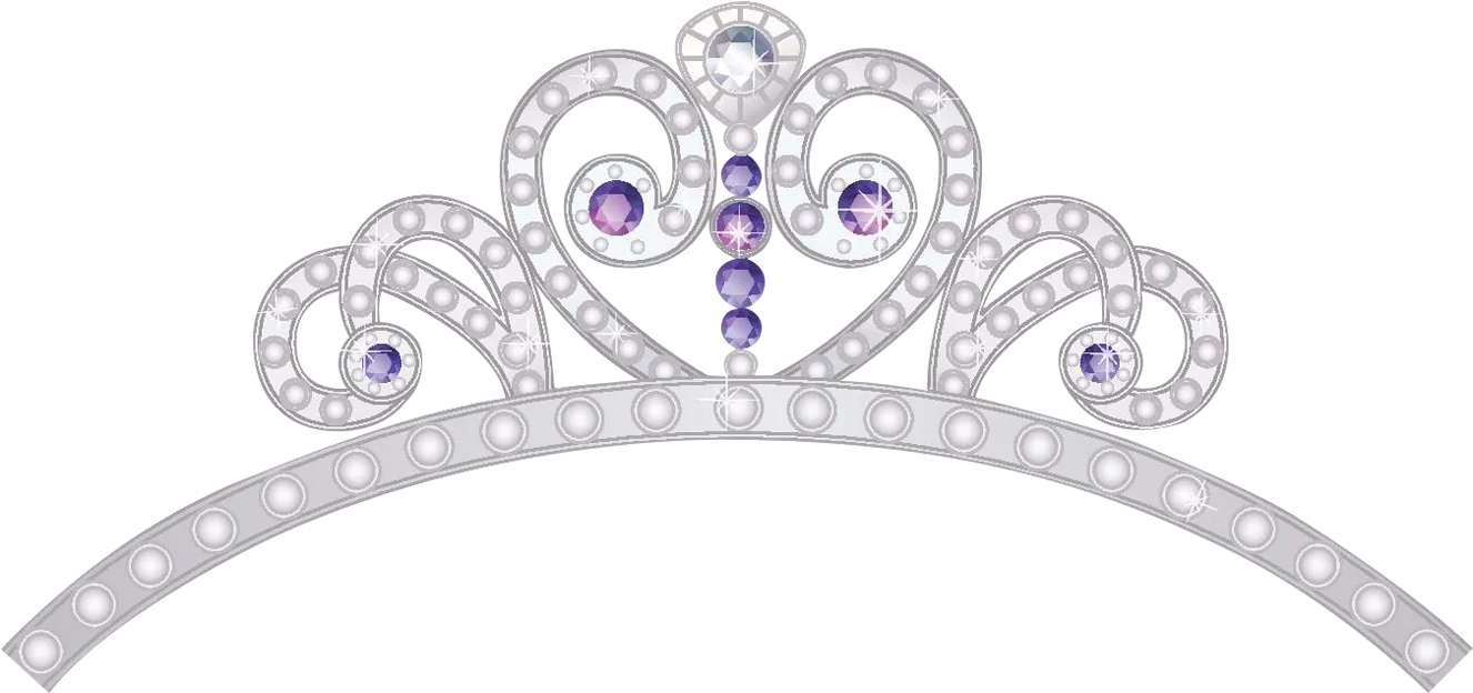 Elegant Silver Royal Tiara Clipart with Lavender Gemstone Accents