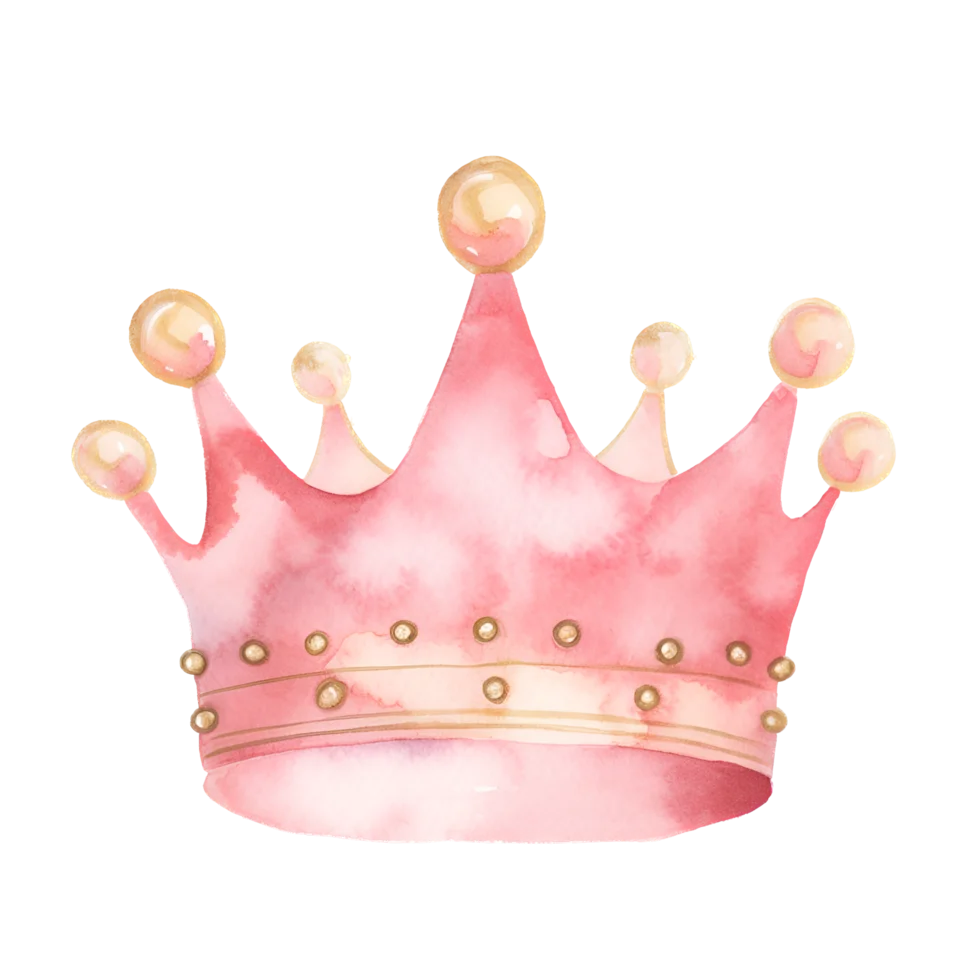 Enchanting Pink Watercolor Royal Crown Clipart - Delicate Princess Tiara Design