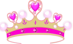 Enchanting Princess Tiara Clipart with Heart-Shaped Gems and Pearlescent Accents