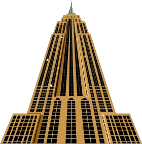 Golden Art Deco Empire State Building Architectural Clipart Design