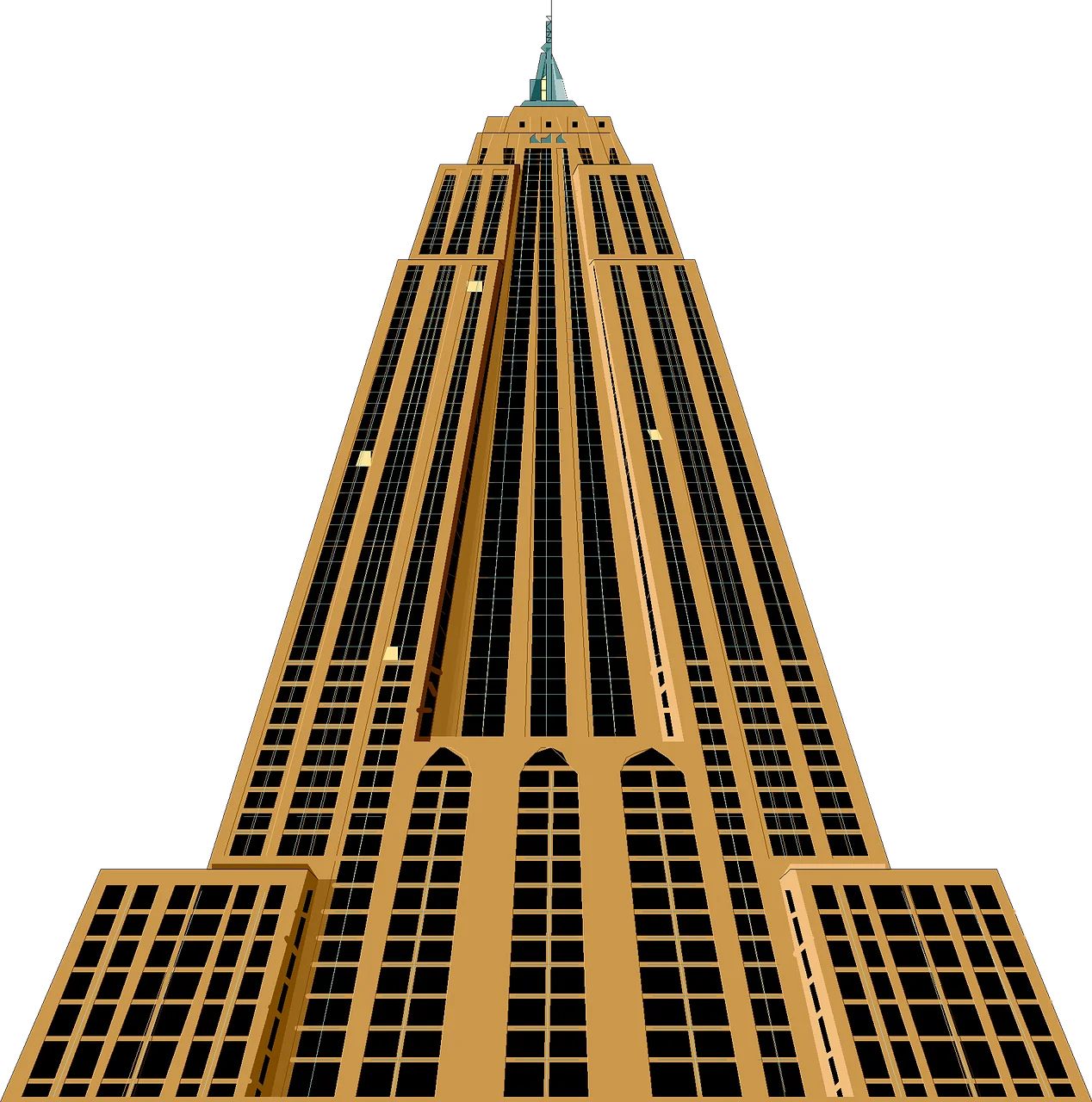 Golden Art Deco Empire State Building Architectural Clipart Design