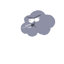 Grumpy Wind Cloud Clipart: Whimsical Meteorological Character with Attitude