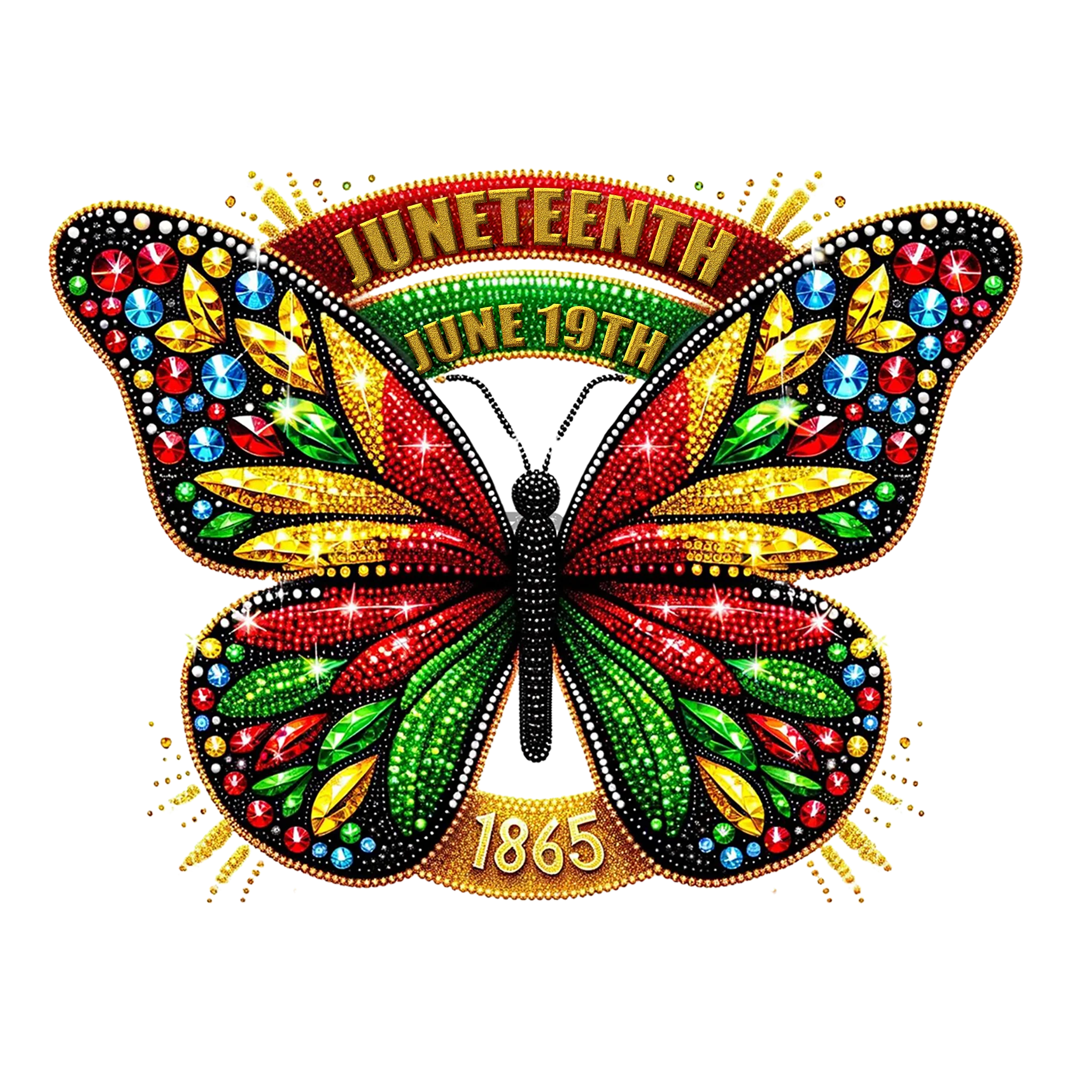 Juneteenth Freedom Butterfly Commemorative Colorful Historical Clipart Design