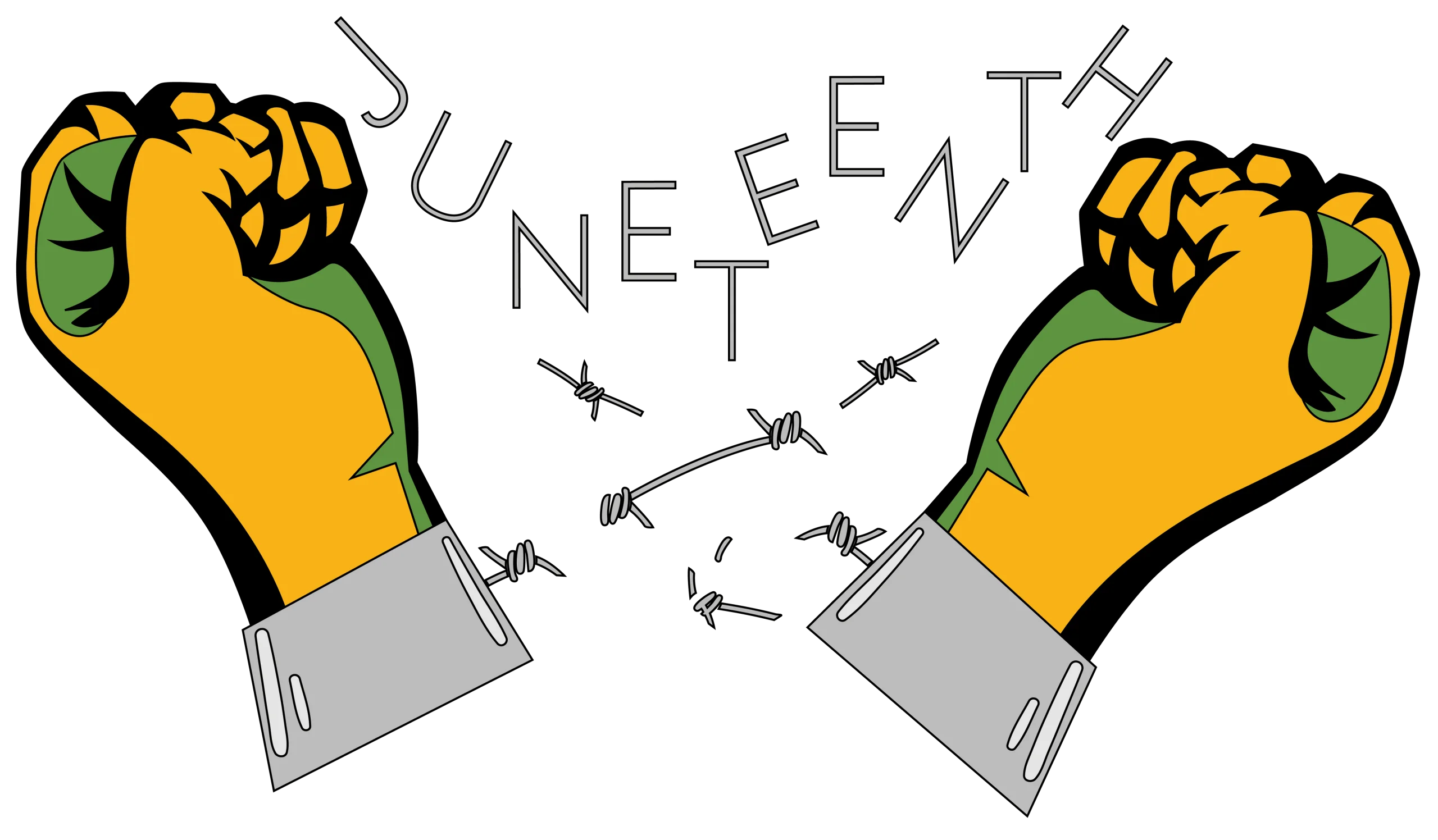 Juneteenth Freedom Celebration Powerful Raised Fists Clipart Design