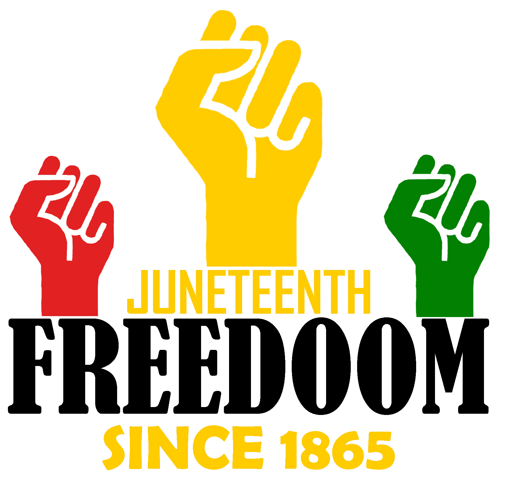 Juneteenth Freedom Clipart: Empowering Raised Fists in Pan-African Colors