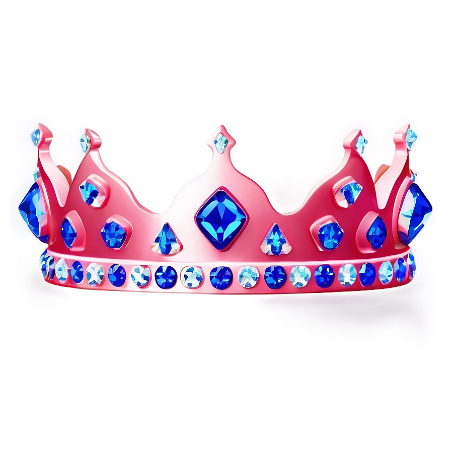 Majestic Royal Pink and Blue Disney-Inspired Crown Clipart Design