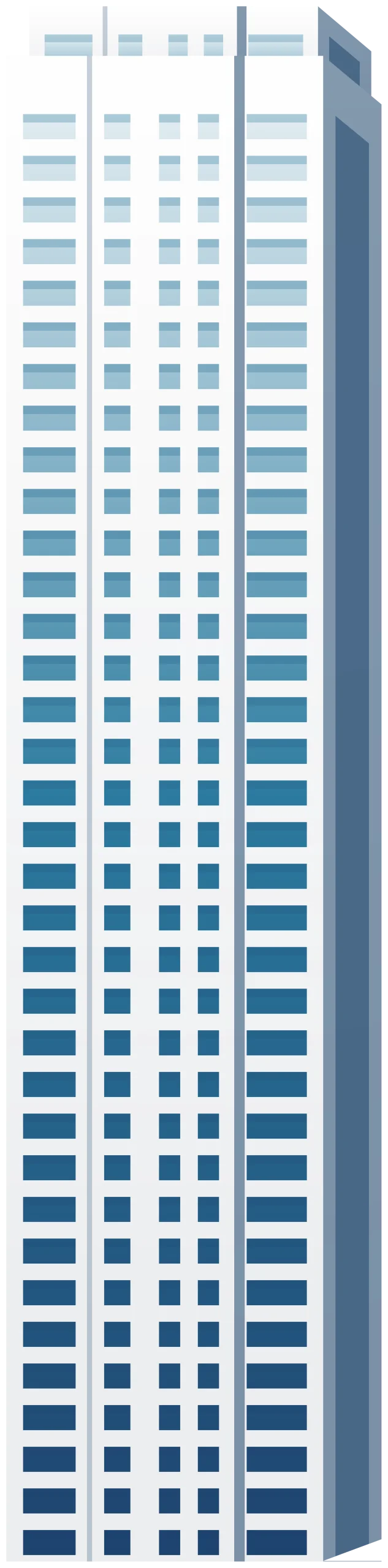 Minimalist Blue and White High-Rise Office Building Clipart Illustration