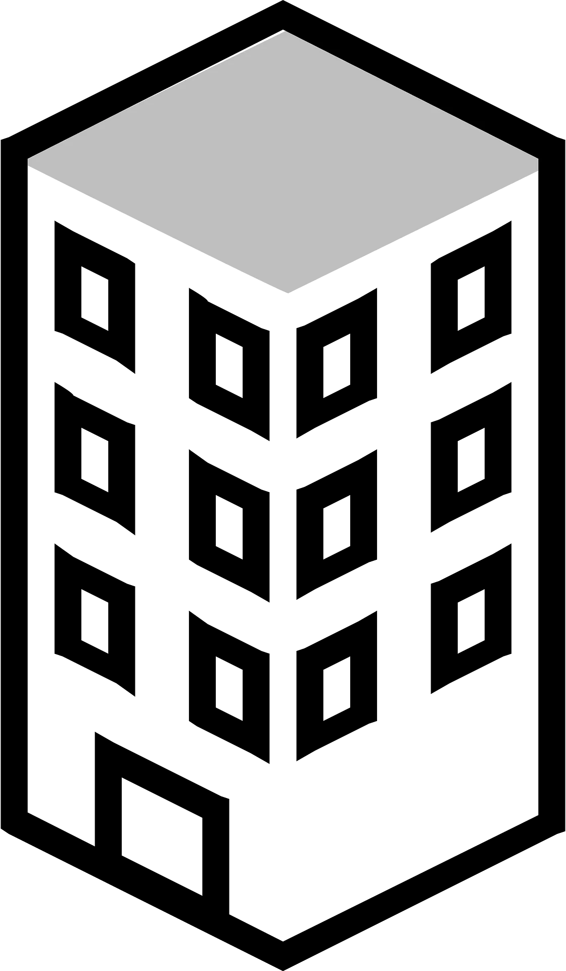 Minimalist Geometric Skyscraper Clipart with Modern Architectural Perspective Design