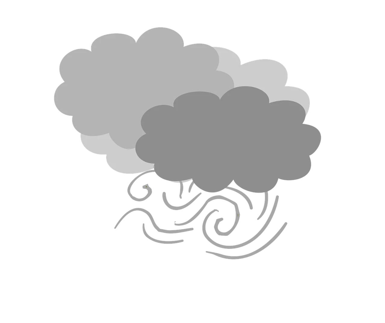 Minimalist Gray Wind Clouds Clipart Graphic Design Element