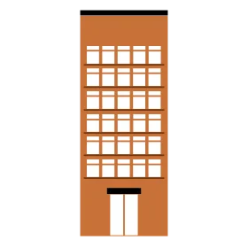 Minimalist Orange Office Building Clipart with Geometric Window Design