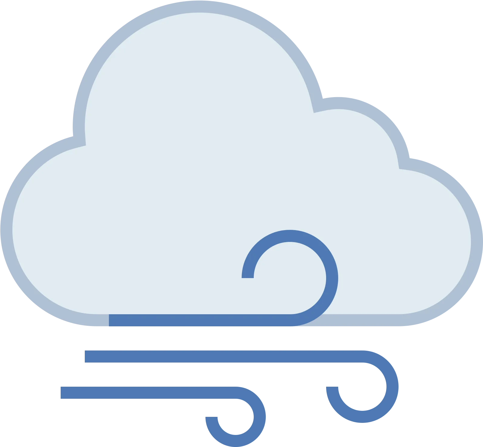 Minimalist Soft Blue Wind Cloud Graphic Design Clipart Illustration