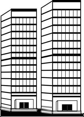 Minimalist Urban Architecture Clipart: Twin Office Towers with Geometric Lines