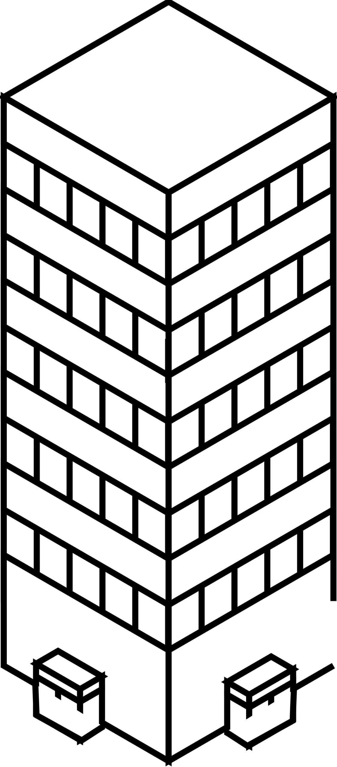 Minimalist Urban High-Rise Office Building Line Art Clipart Design