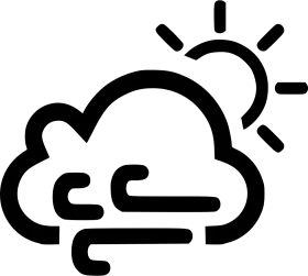 Minimalist Weather Clipart Illustrating Cloudy and Windy Atmospheric Conditions