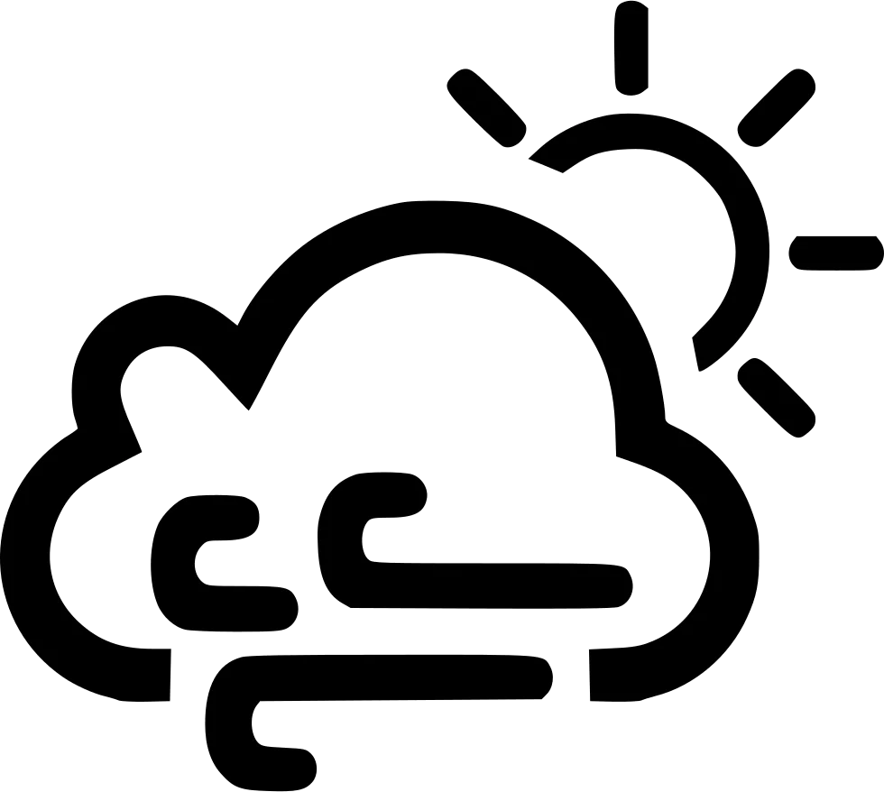 Minimalist Weather Clipart Illustrating Cloudy and Windy Atmospheric Conditions