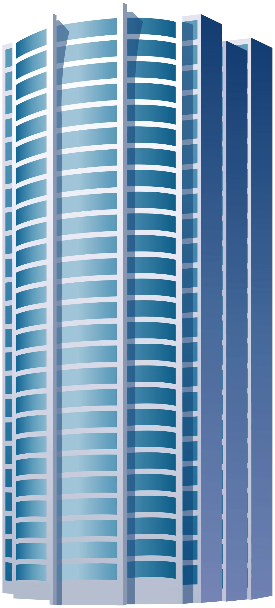 Modern Blue-Toned Skyscraper Architectural Clipart Design Illustration