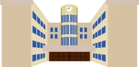 Modern Institutional Building Clipart Design with Symmetrical Windows