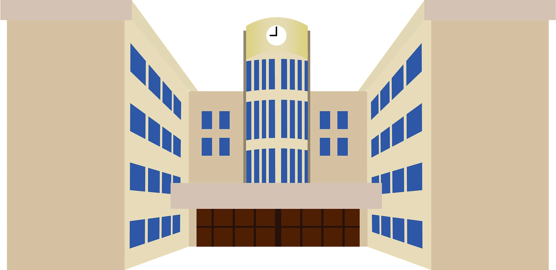 Modern Institutional Building Clipart Design with Symmetrical Windows