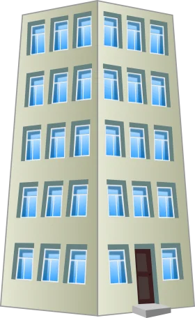 Modern Minimalist Multi-Story Office Building Architectural Clipart Design