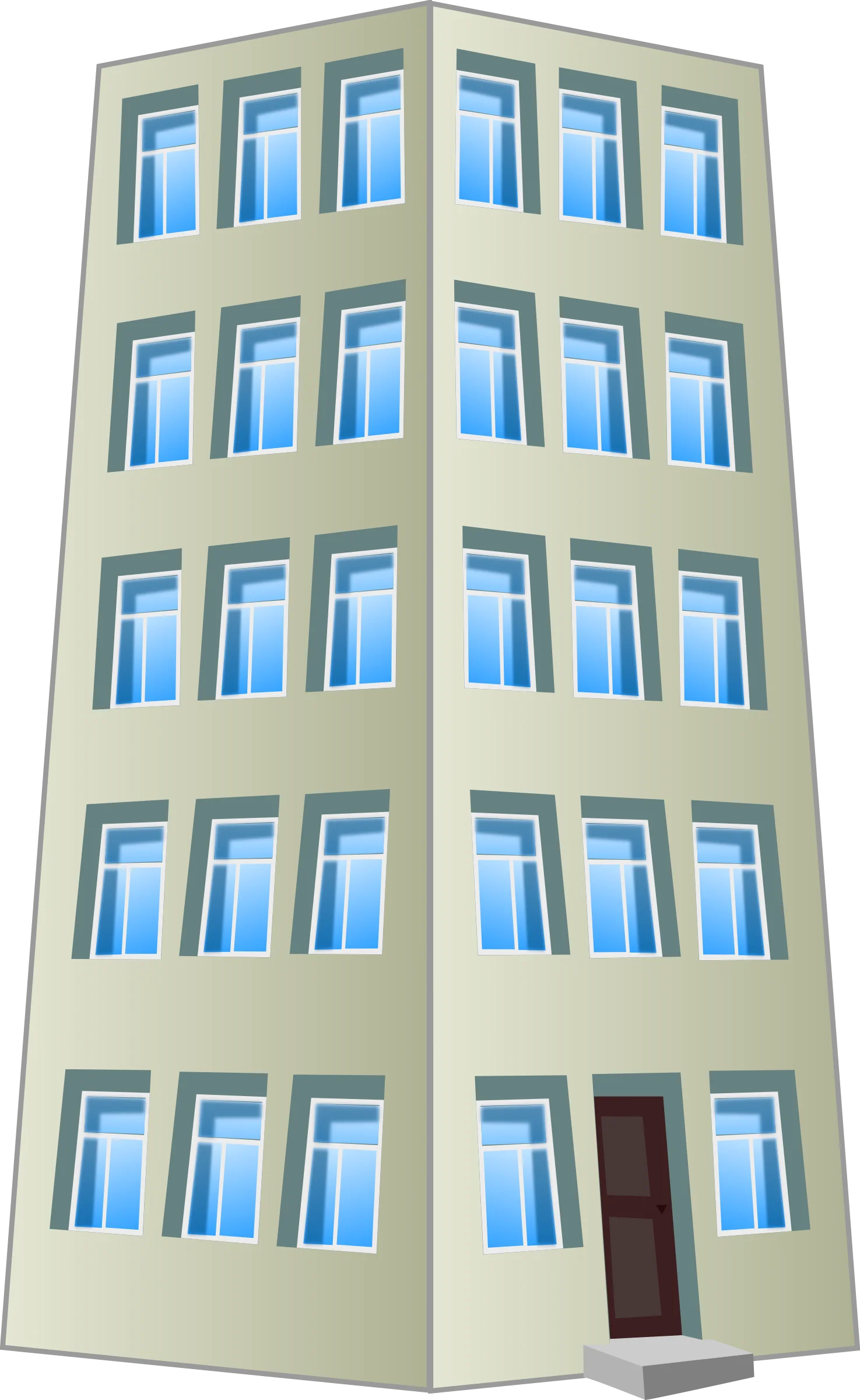 Modern Minimalist Multi-Story Office Building Architectural Clipart Design