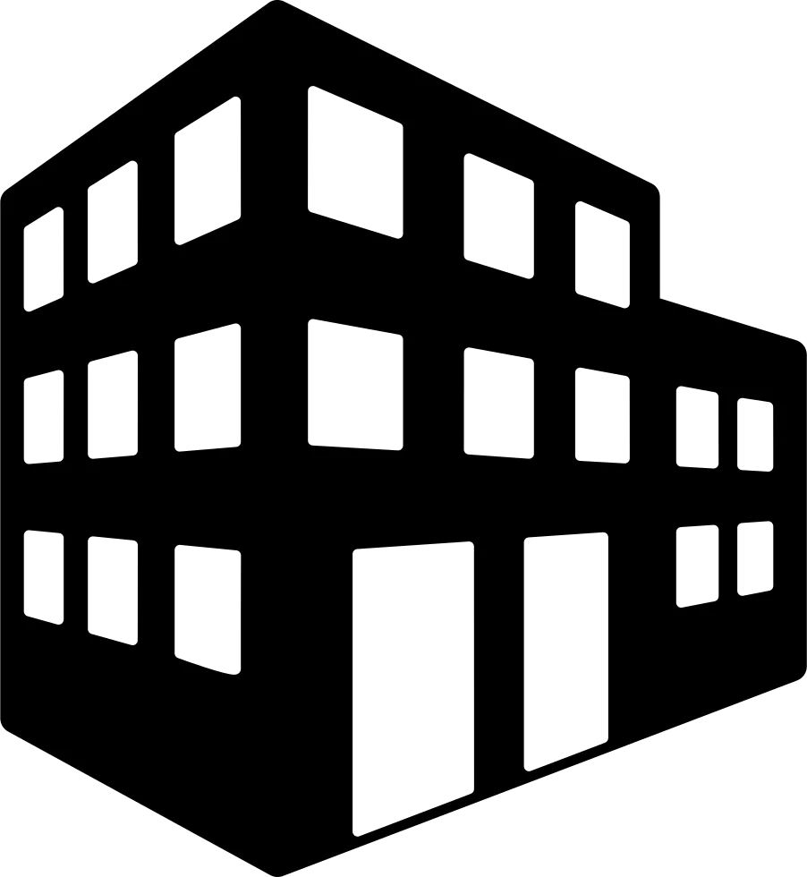 Modern Minimalist Three-Story Building Black and White Architectural Clipart Design