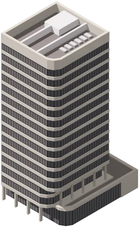 Modern Urban High-Rise Office Building Isometric Architectural Clipart Design
