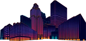 Modern Urban Skyline Clipart with Neon-Inspired Architectural Silhouettes