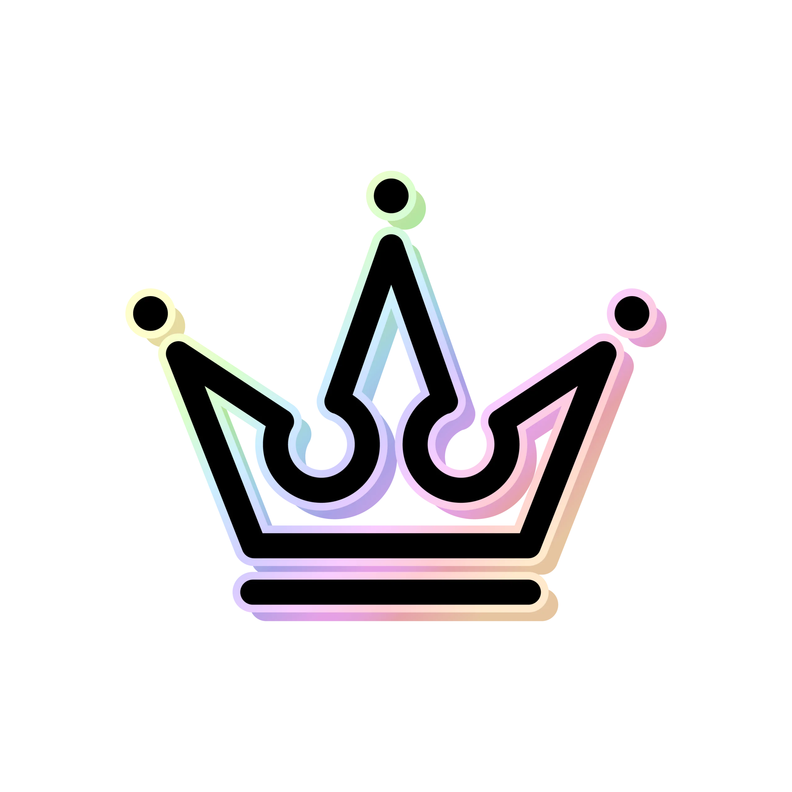 Regal Pastel Disney-Inspired Crown Clipart with Soft Gradient Colors