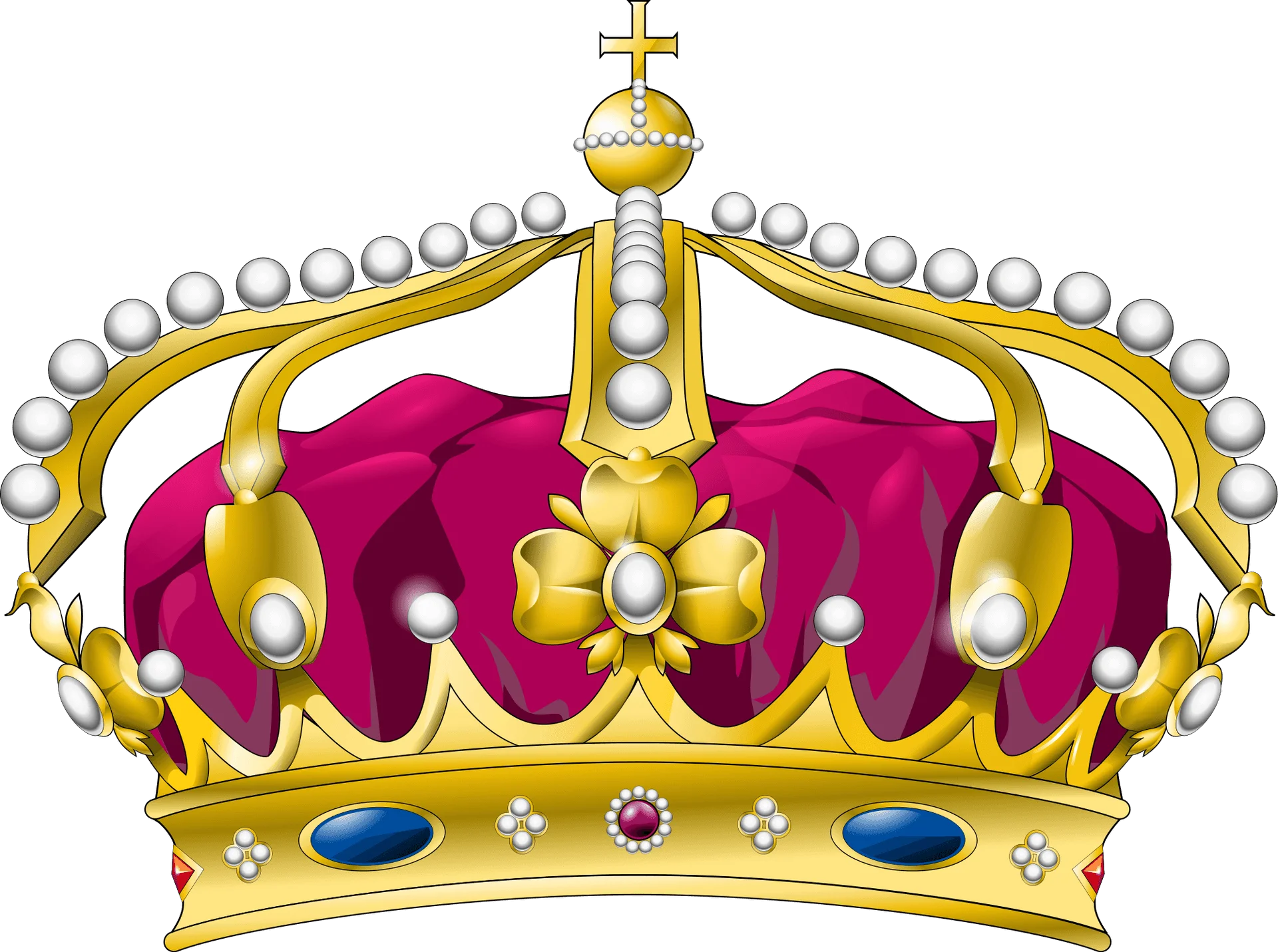 Regal Royal Crown Clipart: Majestic Golden and Magenta Imperial Headpiece Design