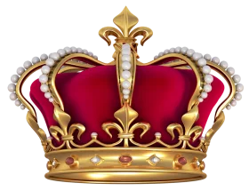 Royal Golden Imperial Crown with Fleur-de-Lis and Ruby Red Velvet Clipart Design