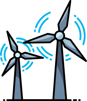 Stylized Renewable Energy Wind Turbines Clipart Illustration of Clean Power