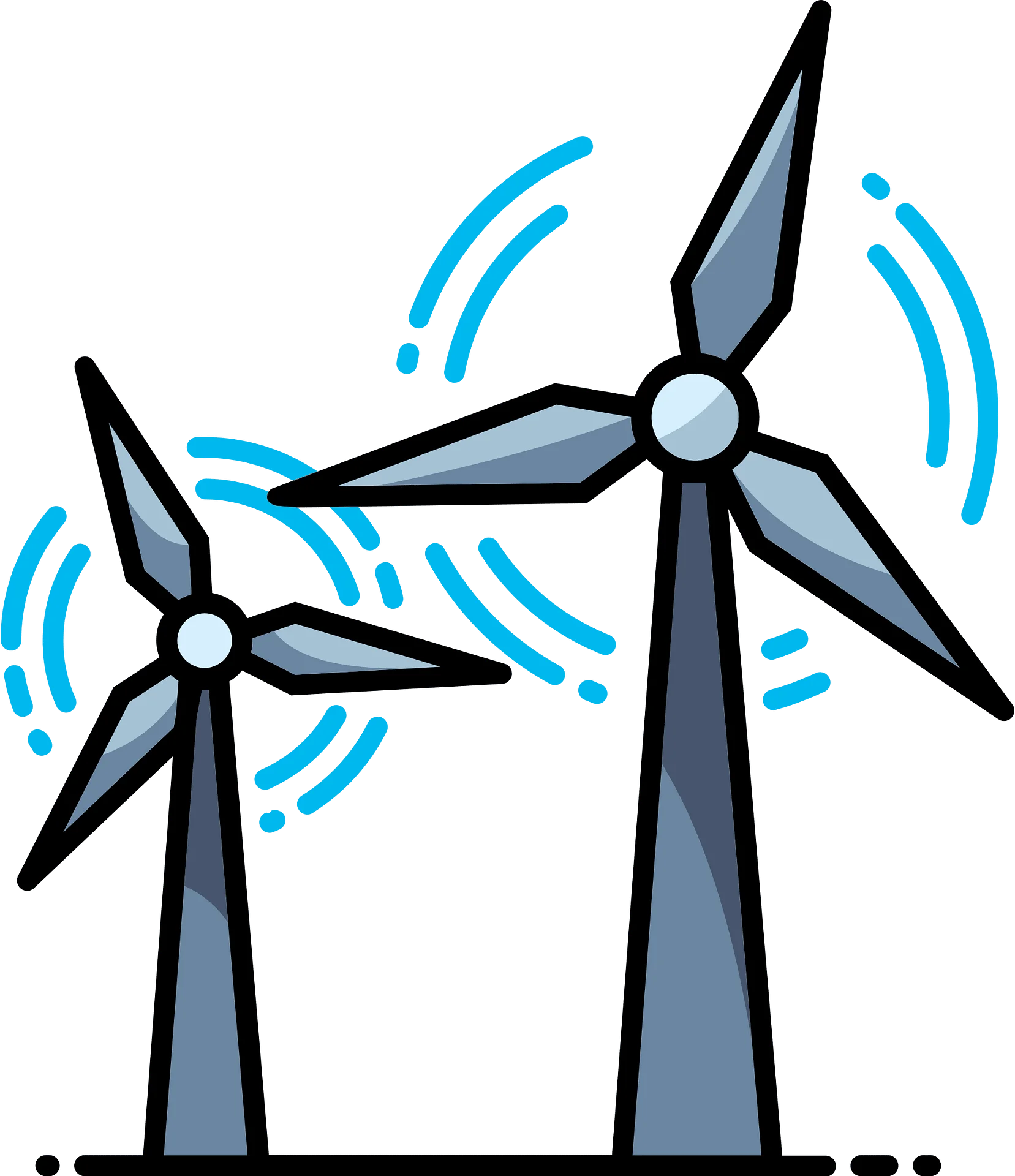 Stylized Renewable Energy Wind Turbines Clipart Illustration of Clean Power