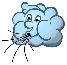 Whimsical Blue Cloud Clipart Depicting Gentle Wind and Atmospheric Movement