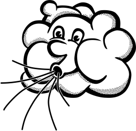 Whimsical Cartoon Cloud Blowing Strong Gusty Wind Clipart Illustration