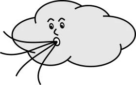 Whimsical Wind Cloud Clipart Illustration Blowing Gusts of Air