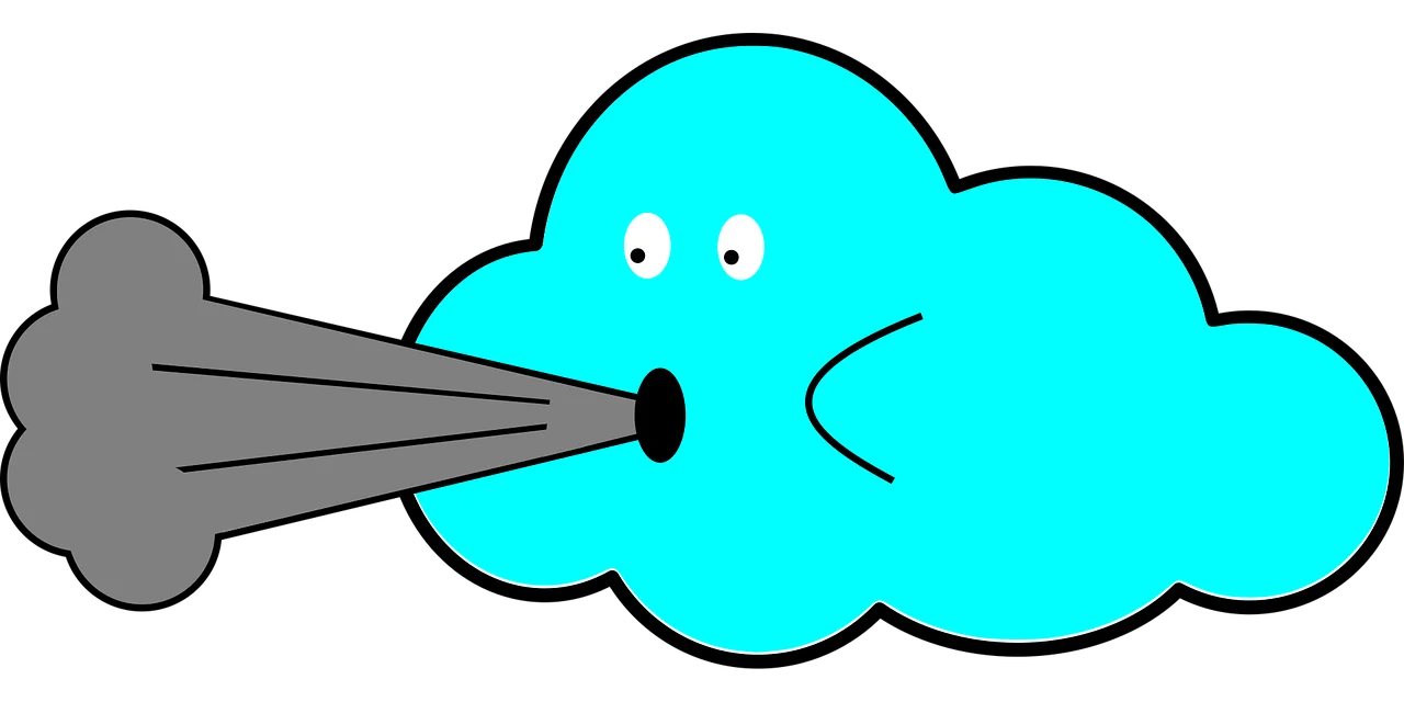 Whimsical Wind Cloud Clipart: Playful Meteorological Illustration Design