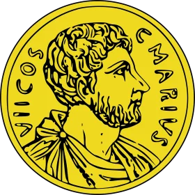 Ancient Roman Commemorative Gold Coin Clipart with Bearded Profile Portrait