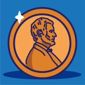 Artistic Vintage Lincoln Penny Clipart Illustration in Bold Color Scheme