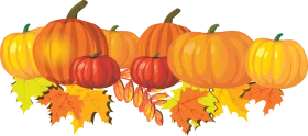 Autumn Harvest Pumpkins and Maple Leaves Seasonal Clipart Illustration