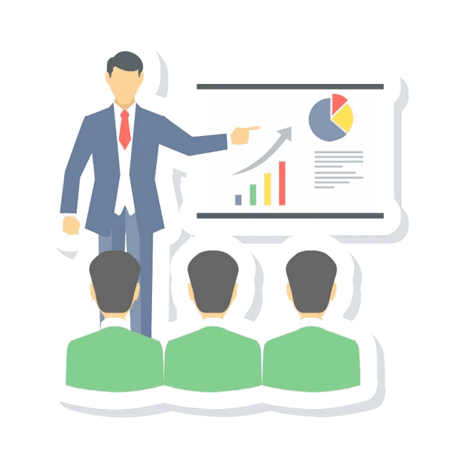 Business Presentation Clipart Showcasing Team Analysis and Performance Metrics