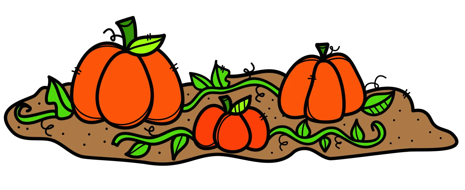 Charming Autumn Harvest Pumpkin Patch Clipart with Rustic Ground Illustration