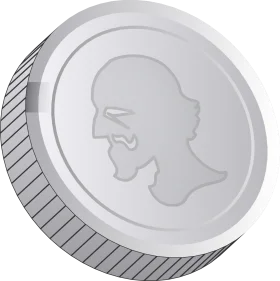 Classic Silver Coin Clipart Depicting a Stylized Profile in Metallic Elegance
