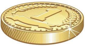 Detailed Golden Metallic Number One Coin Clipart Illustration with Radiant Texture