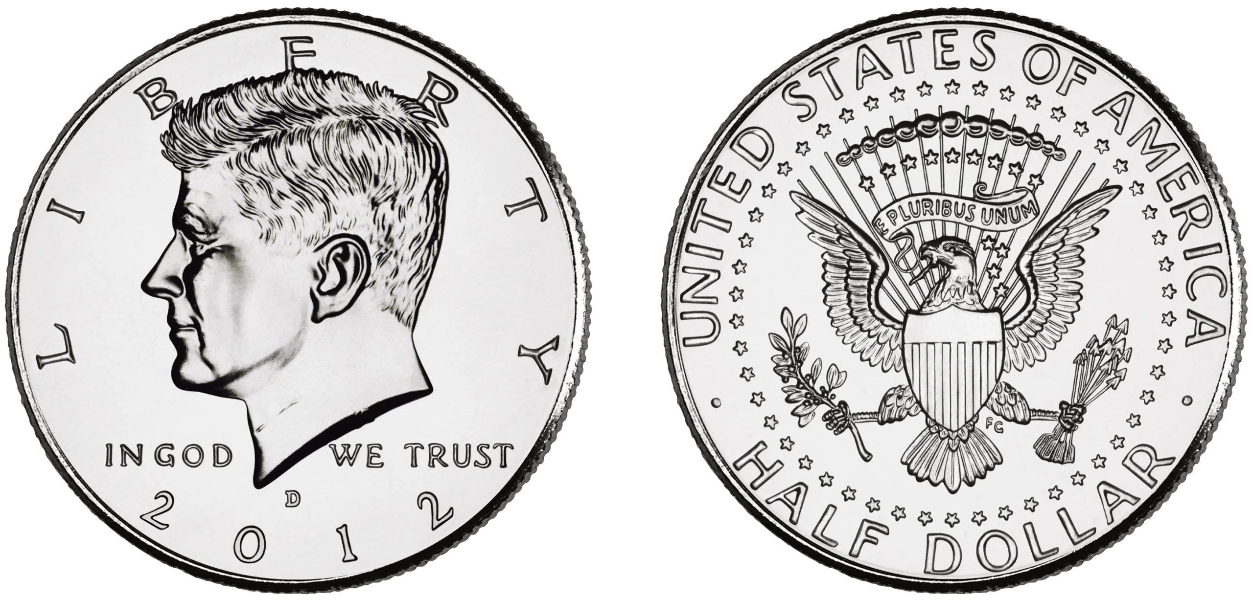 Detailed Monochrome United States Half Dollar Coin Clipart Design